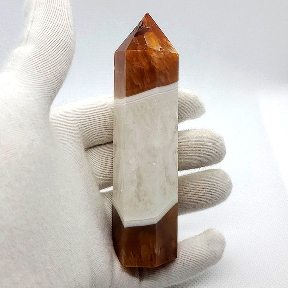 Sardonyx Point Crystal Gemstone Two Tone Colors with Large Beautiful Banding - Picture 6 of 17